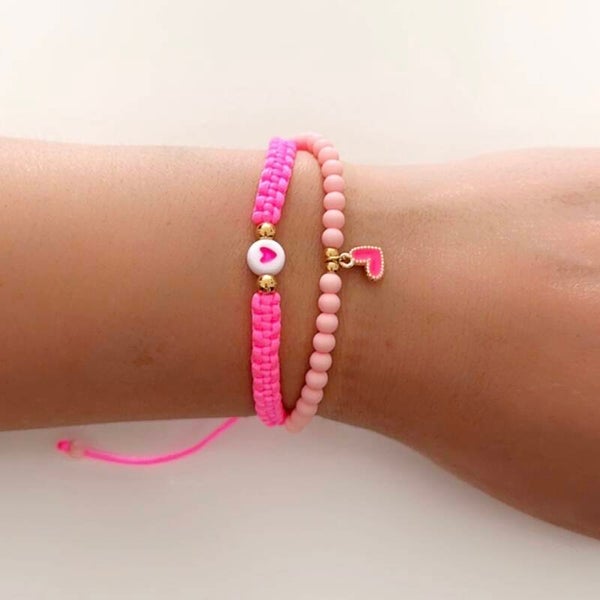 Neon pink dubbele armband