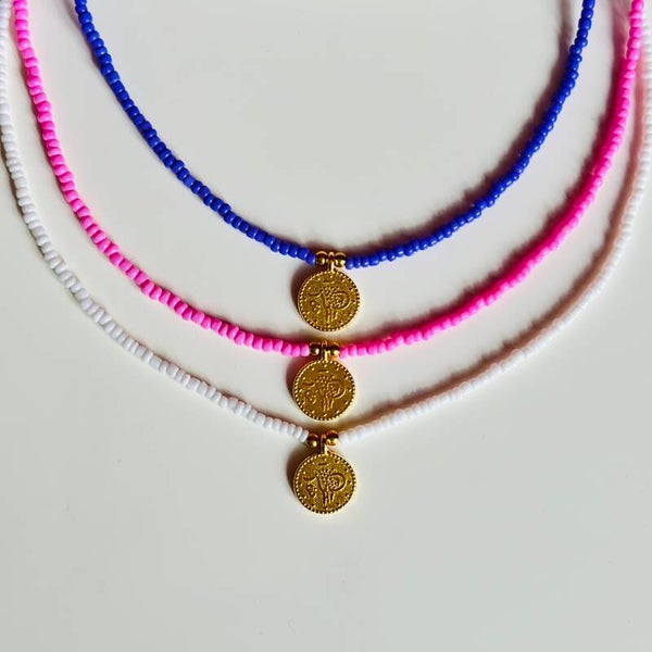 Kralen ketting met muntje