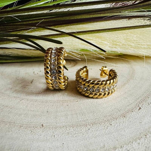 Hoepel oorbellen met strass