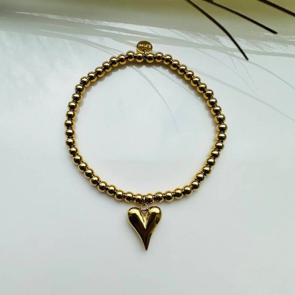 Stretch kralen armband met hartje