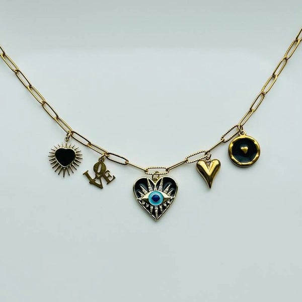 Love hart ketting met bedels