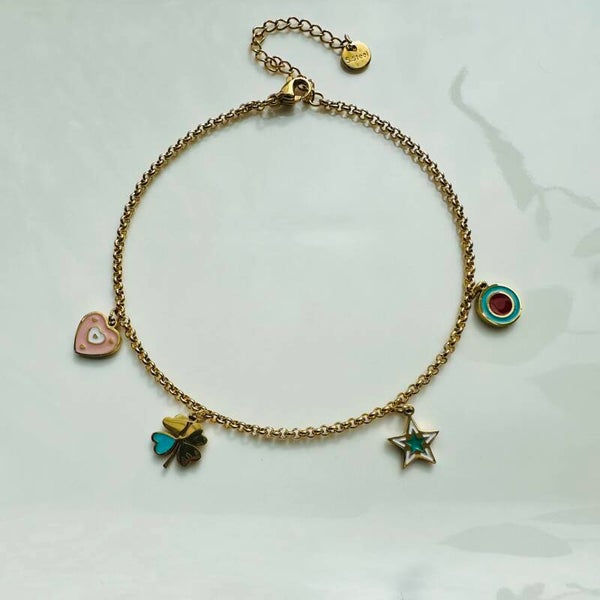 Stainless steel charms enkelbandje