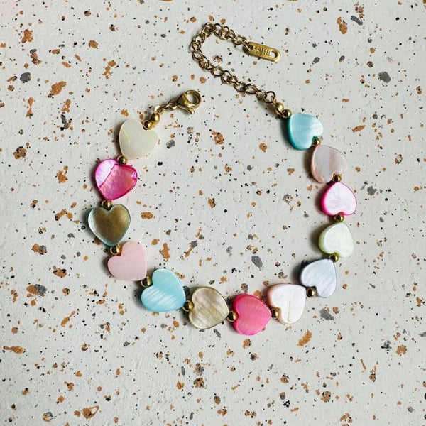 Pastel multicolor hartjes armband