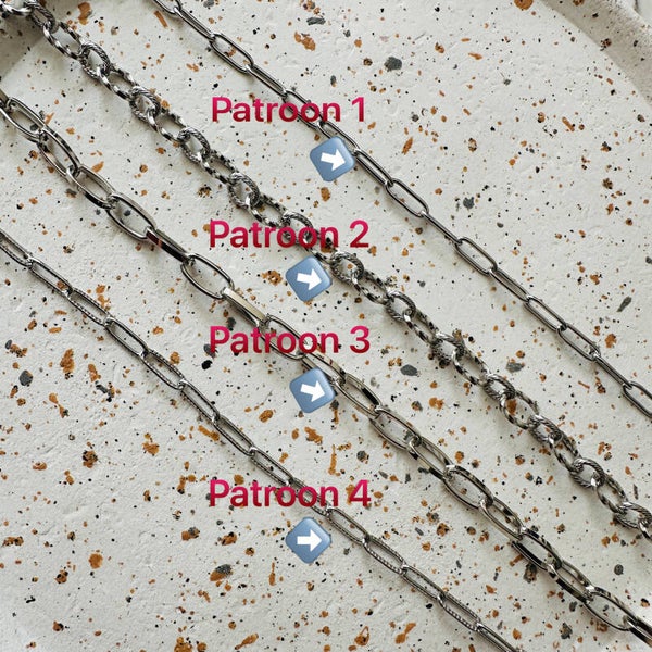 Stainless steel Schakel ketting zilver