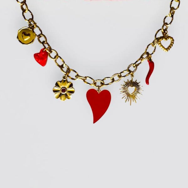 Rood hart bedelketting