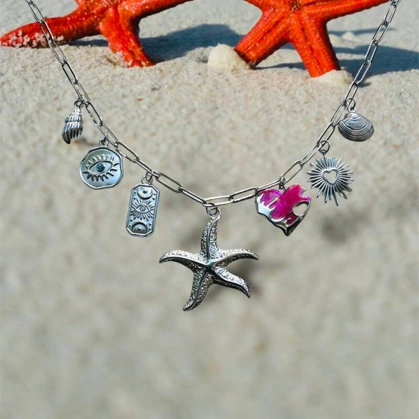 Zeester bedelketting zilver