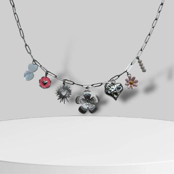 Flower bedelketting zilver