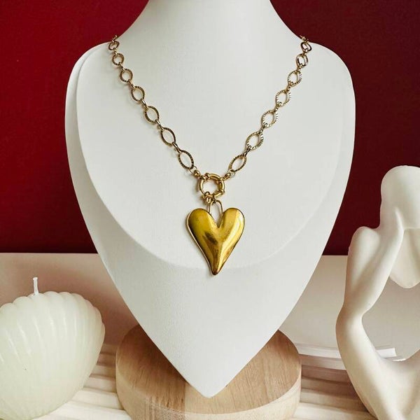 Big heart ketting met boeislot