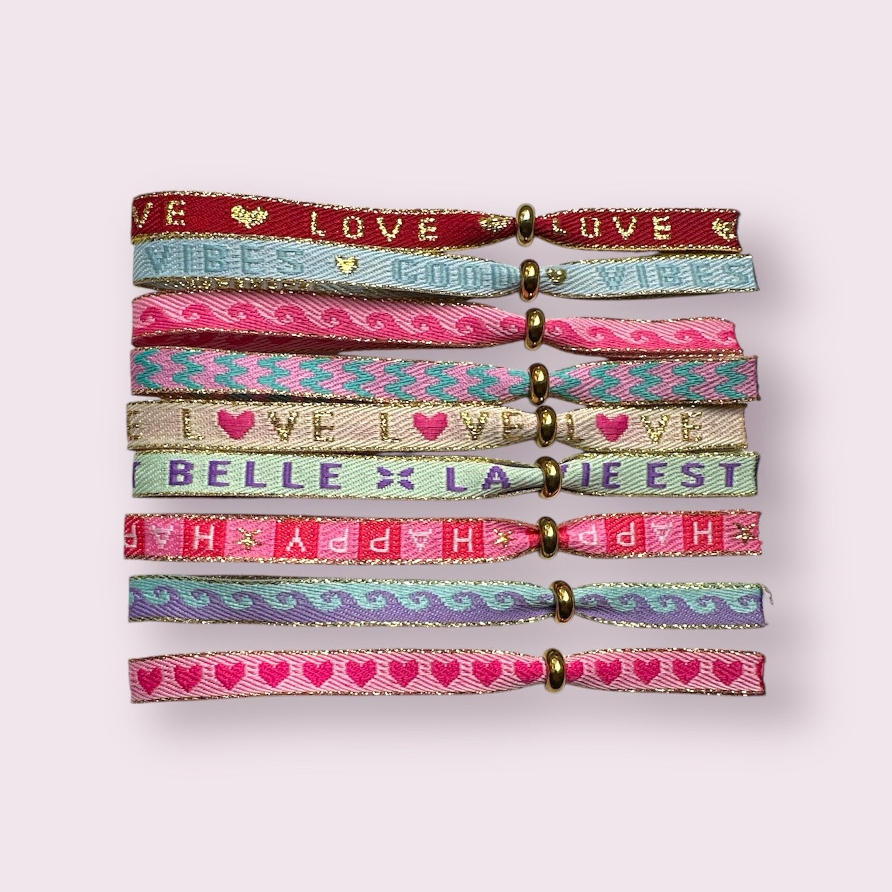 Lintarmband met rvs schuifkraal