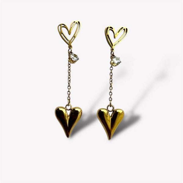 Rosa dubbele hart oorbellen