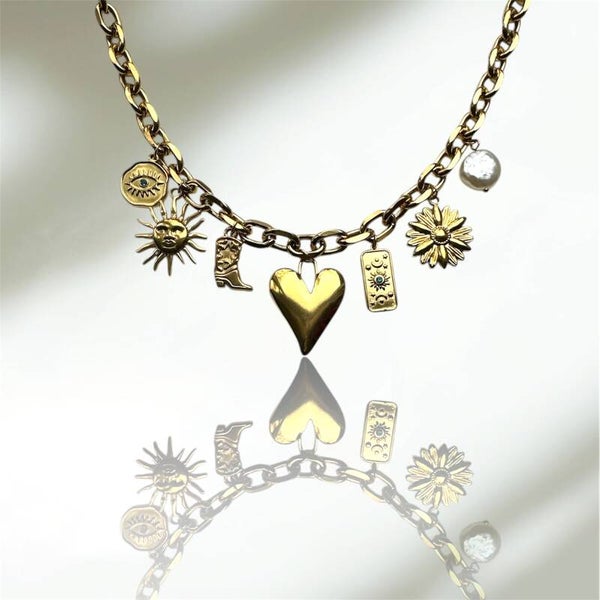 Dikke schakelketting met bedels