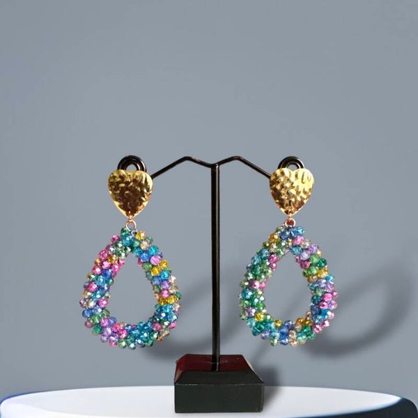 Multicolor hart druppel oorbellen