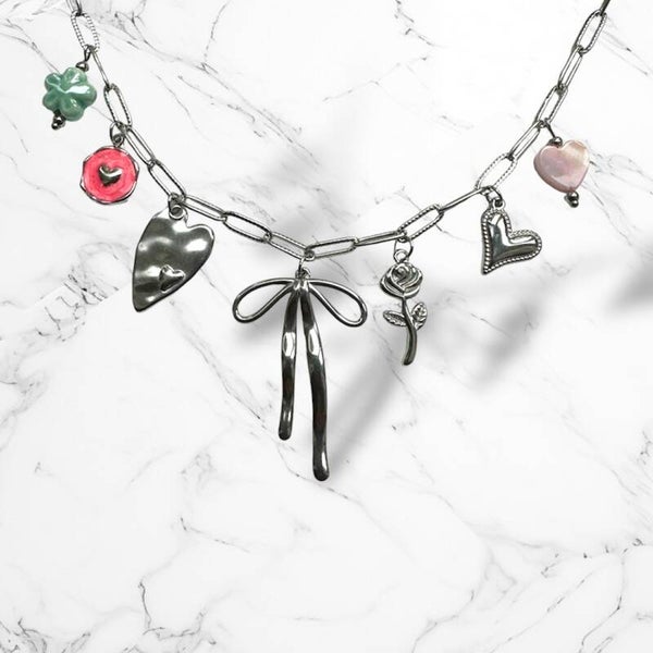 Strik bedelketting zilver