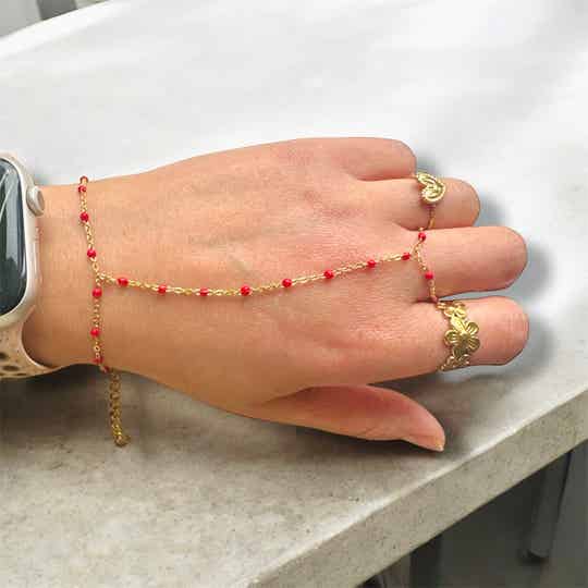 Mini bolletjes armband met ring