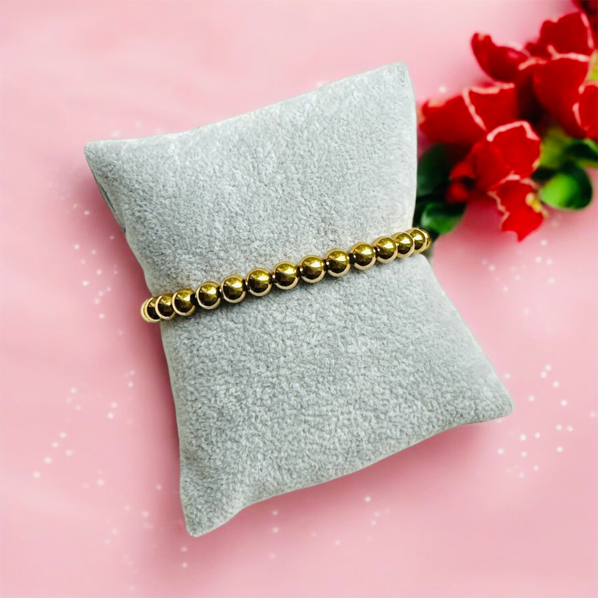 Stretch kralen armband goud