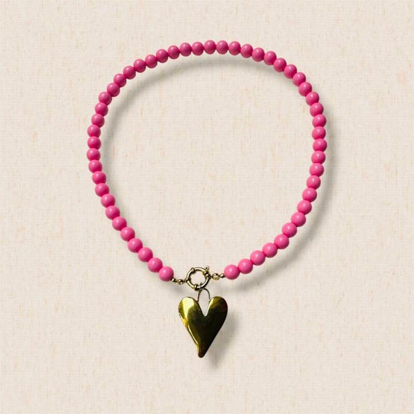 Trendy kralen ketting met hart