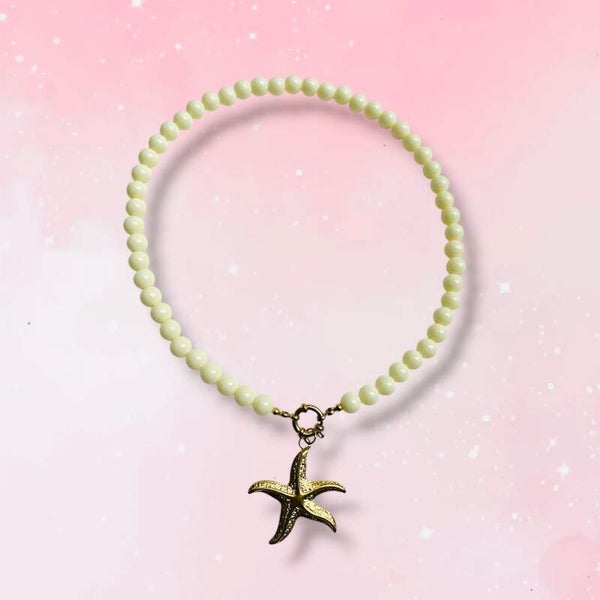 Zeester kralen ketting off-white