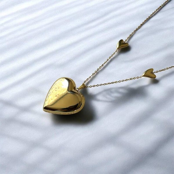 Lang dubbele hartjes ketting