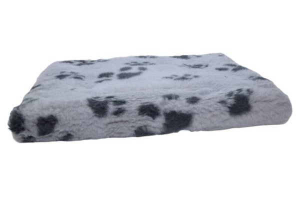 🐾 Vetbed Lichtgrijs met Donkergrijze Poot – 100 × 150 cm