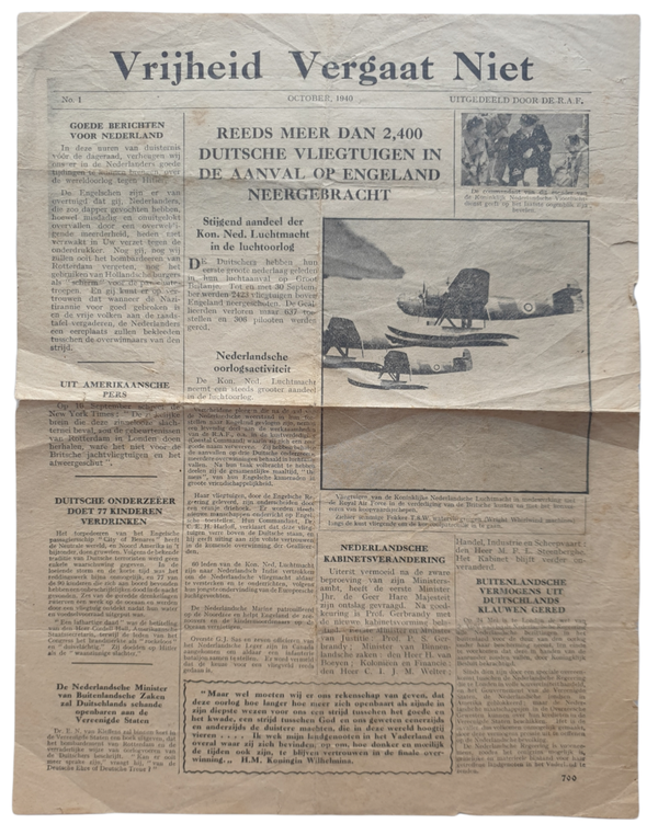 Leaflet EH 700 ''Vrijheid Vergaat Niet'' (1941)