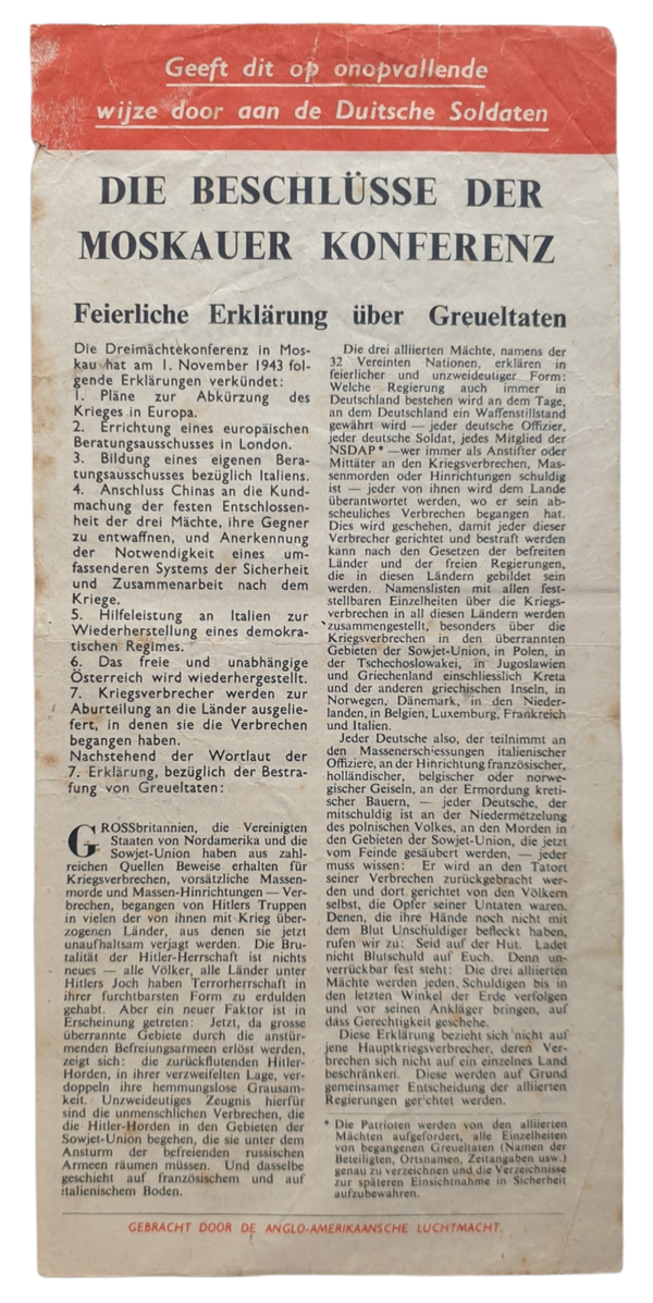 Leaflet H 27 ''De conferentie te Moskau'' (1943)