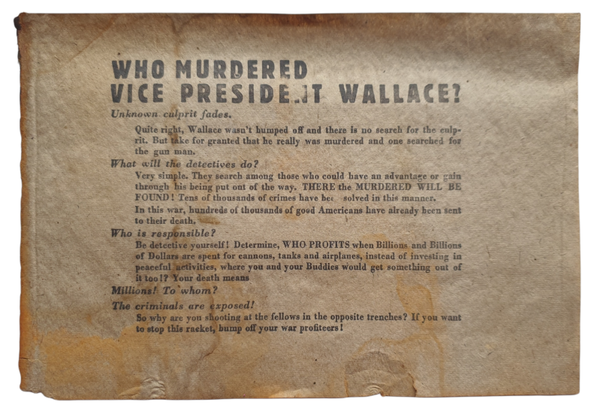 Leaflet SK 438 ''Who murdered vice president Wallace?''