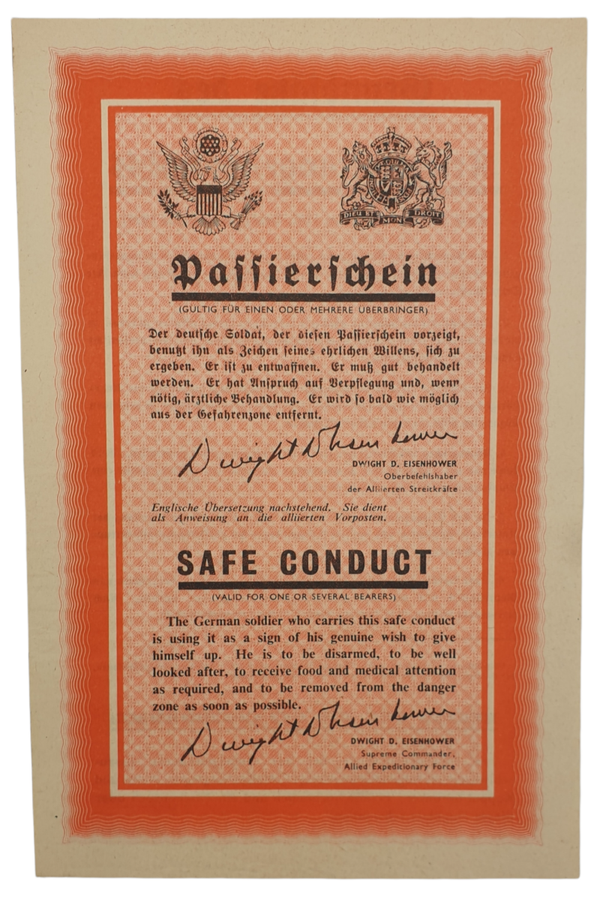 Original WW2 American Leaflet - US/GB - ZG 90K Passierschein Safe Conduct (1945)