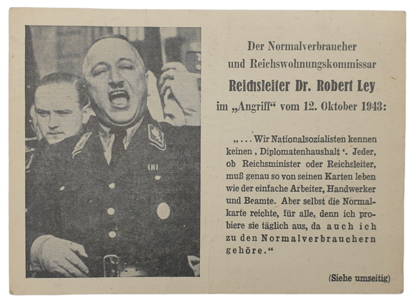 Original WW2 British Black Propaganda Leaflet - Reichsleiter Dr. Robert Ley (1943)