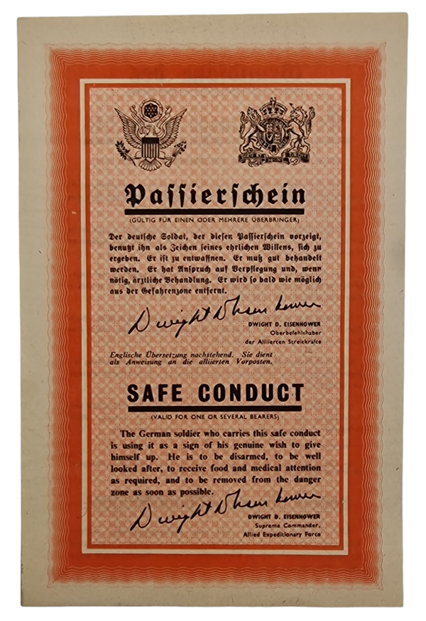 Original WW2 American Leaflet - US/GB - ZG 90K Passierschein Safe Conduct (1945)
