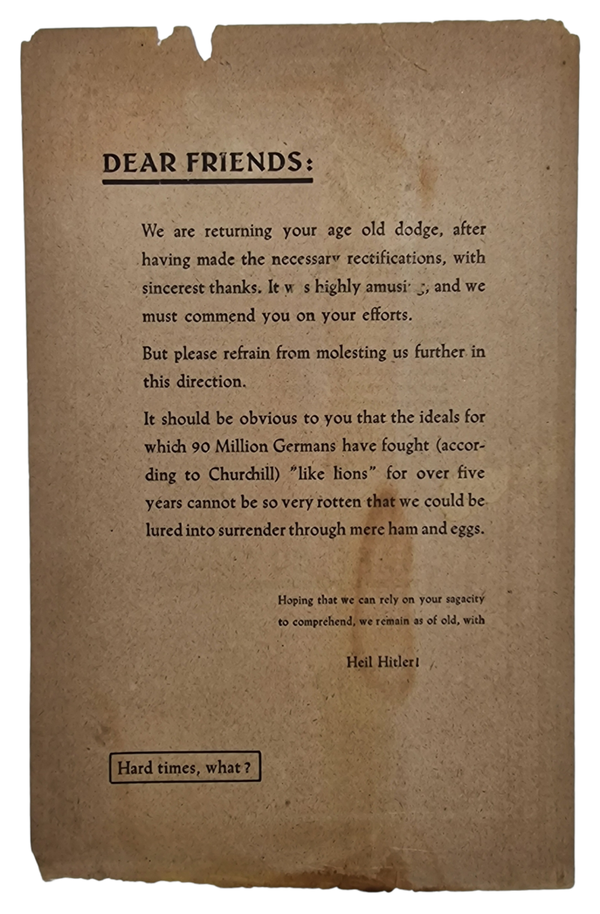 Original WW2 German leaflet - Safe Conduct Dear Friends (1944)