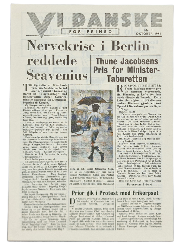 Original WW2 Danish Leaflet - Vi Danske for Frihed Nr. 1 (1941)