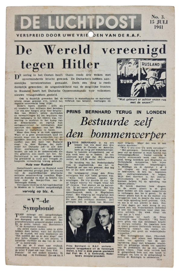 Original WW2 Dutch Leaflet - 722/iii De Luchtpost No. 3 (1941)