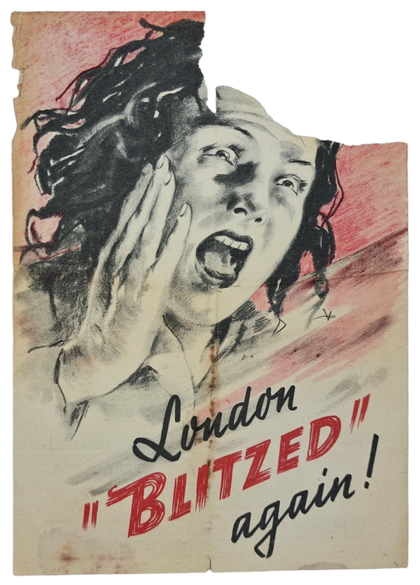 Original WW2 German Leaflet - AI-054-3-44 London ''Blitzed'' again! (1944)
