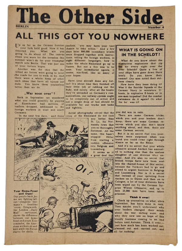Original WW2 German leaflet - V1 ''The Other side number 4'' (1944)