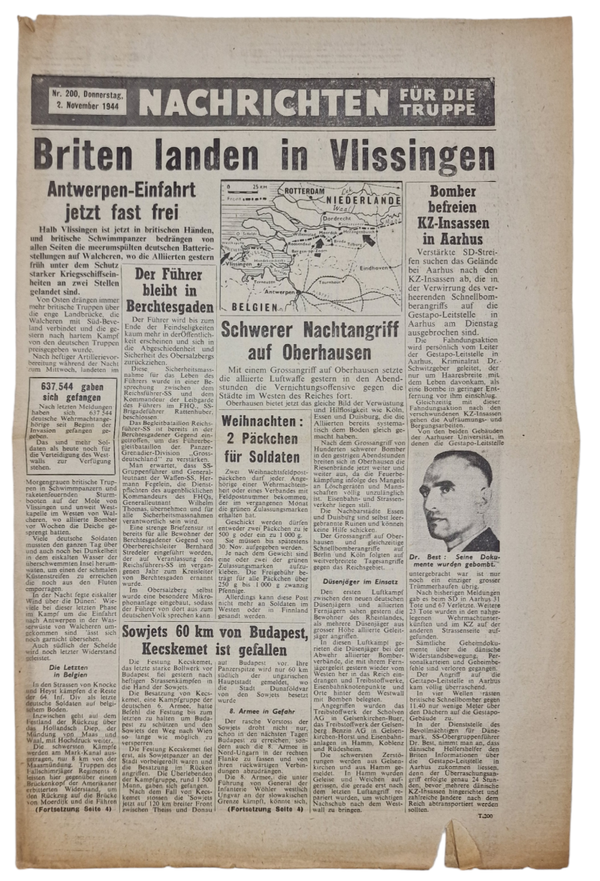 Original WW2 British Leaflet - Nachrichten für die Truppe Nr. 200, ''Briten landen in Vlissingen'', Battle of the Scheldt (1944)