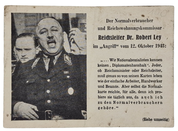 Original WW2 British Black Propaganda Leaflet - Reichsleiter Dr. Robert Ley (1943)