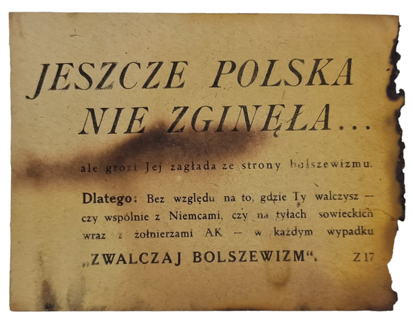 Original WW2 German Leaflet - Z17 Jeszcze Polska nie zginela... (1944)