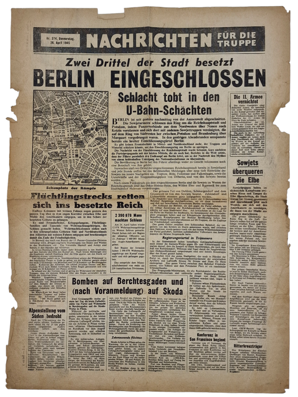Original WW2 British Leaflet - Nachrichten für die Truppe Nr. 374 Berlin (1945)