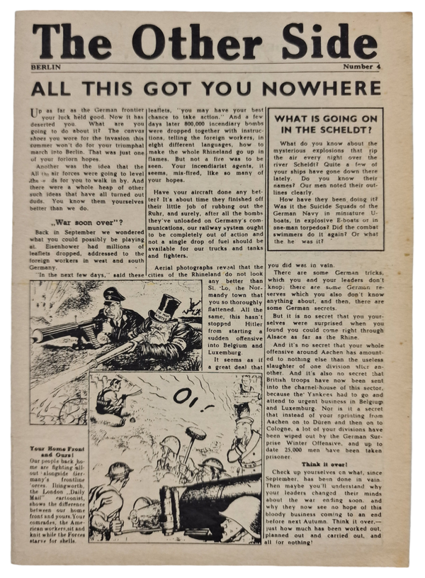 Original WW2 German leaflet - V1 ''The Other side number 4'' (1944)