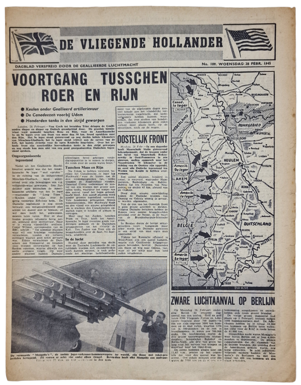 Original WW2 Dutch Leaflet - XH 94 De Vliegende Hollander No. 109, Ruhr and Rhine (1945)