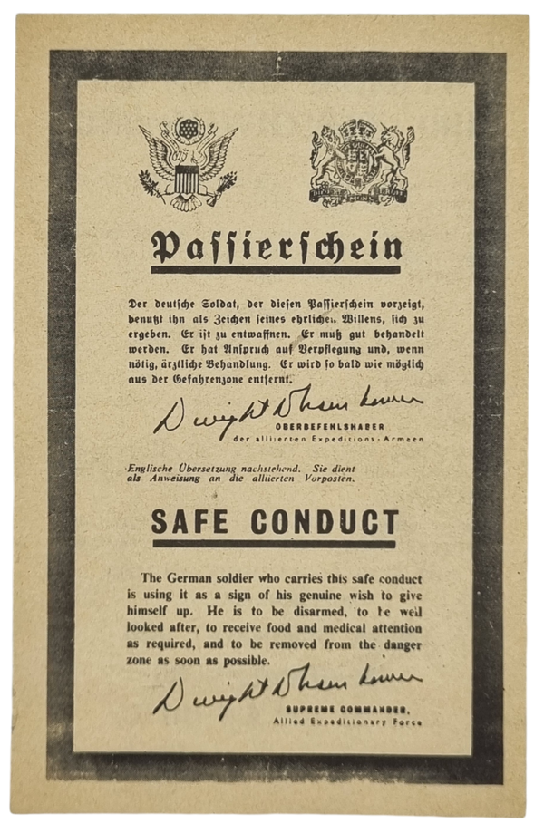 Original WW2 Allied Leaflet - Passierschein Safe Conduct Walcheren Beveland (1944)