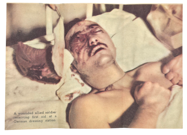 Original WW2 German Leaflet - * 1310.2.45 A wounded Allied soldier (1945)