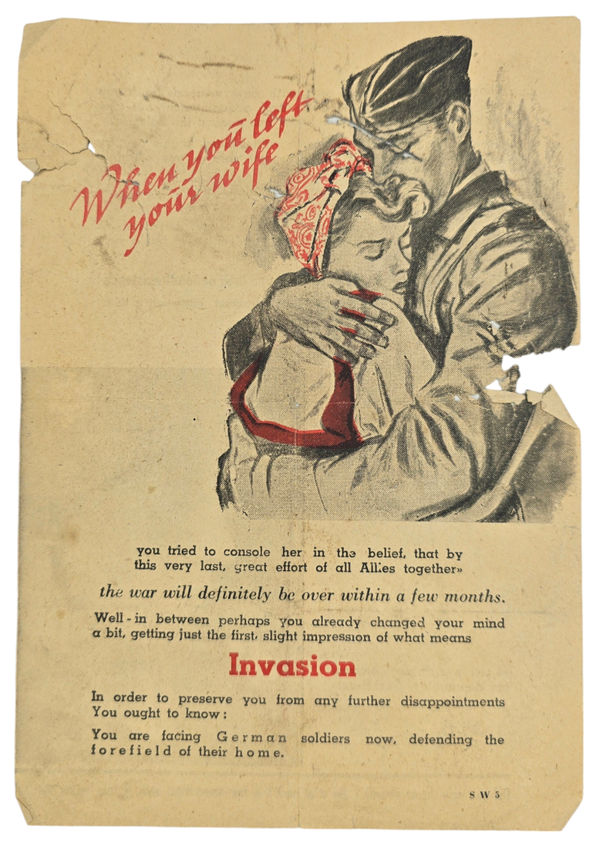 Original WW2 German Leaflet - SW 5 When you left your wife (1944)