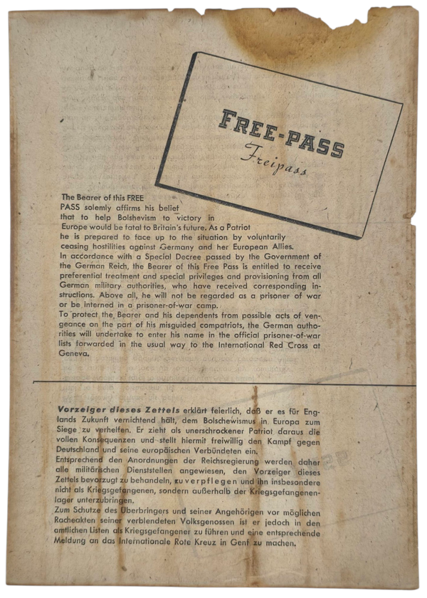 Original WW2 German Leaflet - Jerry's front Radio (1945)