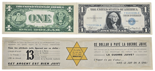 Original WW2 German Leaflet - One Dollar bill ''The dollar paid for the Jewish war''