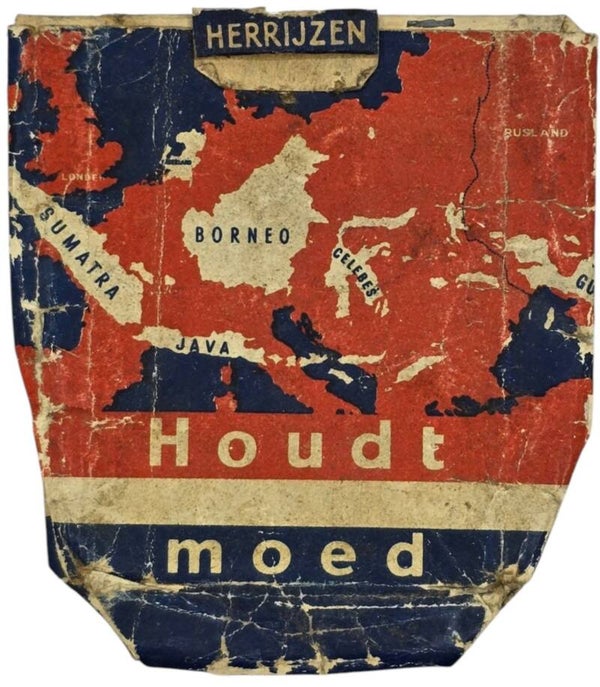 Original WW2 Dutch Leaflet - Wrapping of a Sigarette packet ''Houdt moed De overwinning nadert'' (1941)