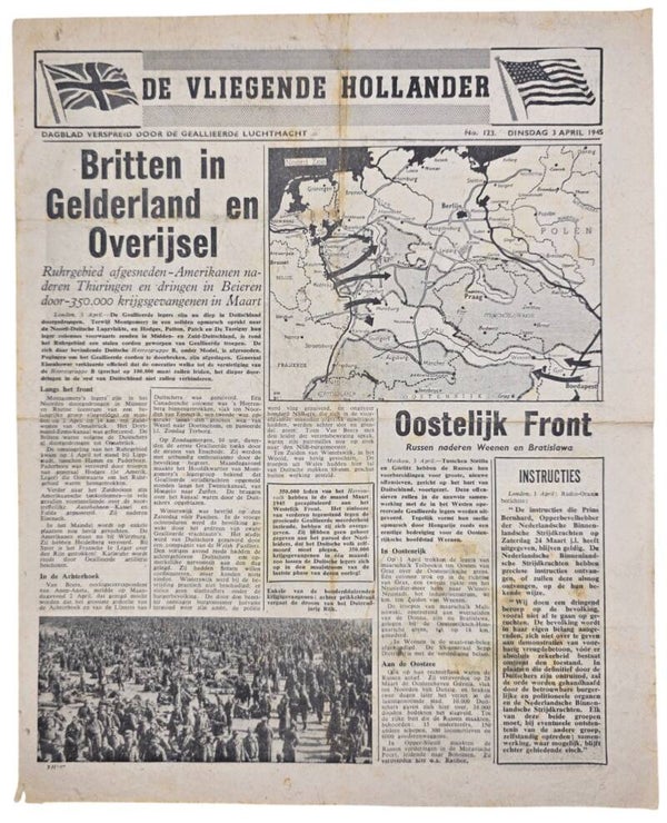 Original WW2 Dutch Leaflet - XH 107 De Vliegende Hollander No. 123, Gelderland, Overijssel (1945)