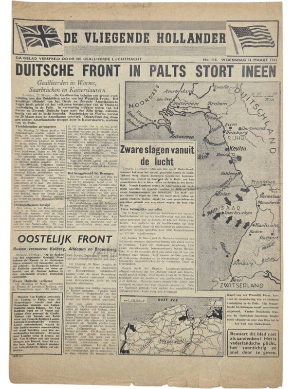Original WW2 Dutch Leaflet - XH 103 De Vliegende Hollander No. 118, Palts (1945)