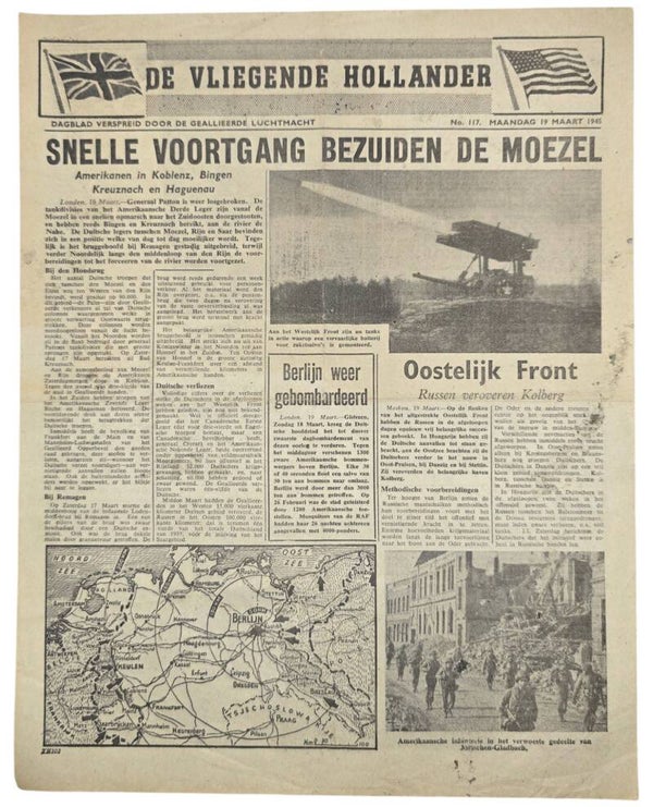 Original WW2 Dutch Leaflet - XH 102 De Vliegende Hollander No. 117, rare map variant (1945)