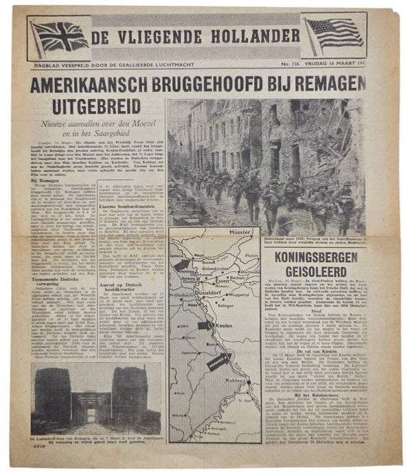 Original WW2 Dutch Leaflet - XH 100 De Vliegende Hollander No. 116, Remagen (1945)
